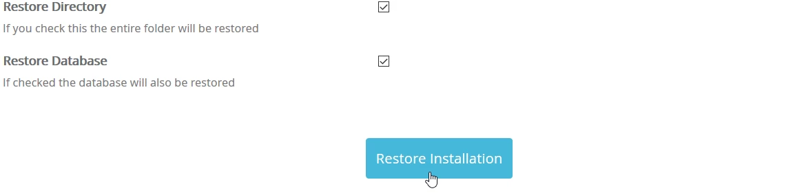 Restore Installation