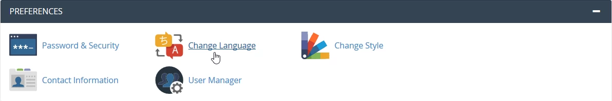 Sekce Preference cPanel