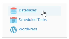 Opţiunea 'Databases' Plesk