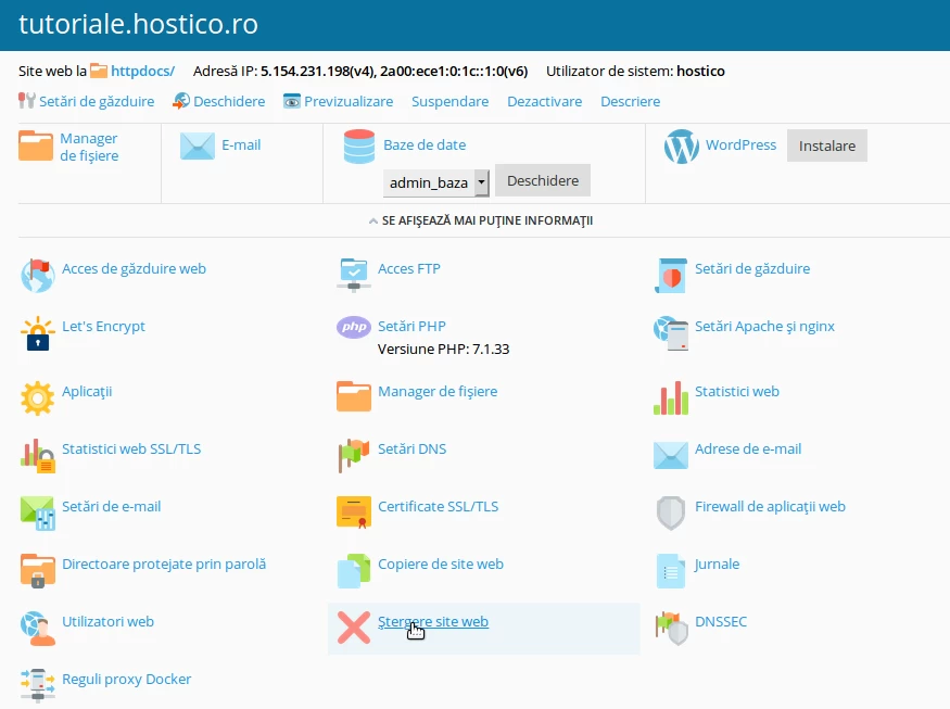 Stergere Site Selectie