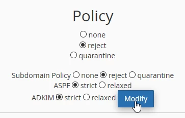 Setare Politică DMARC cPanel