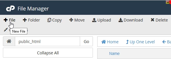 nový soubor cPanel