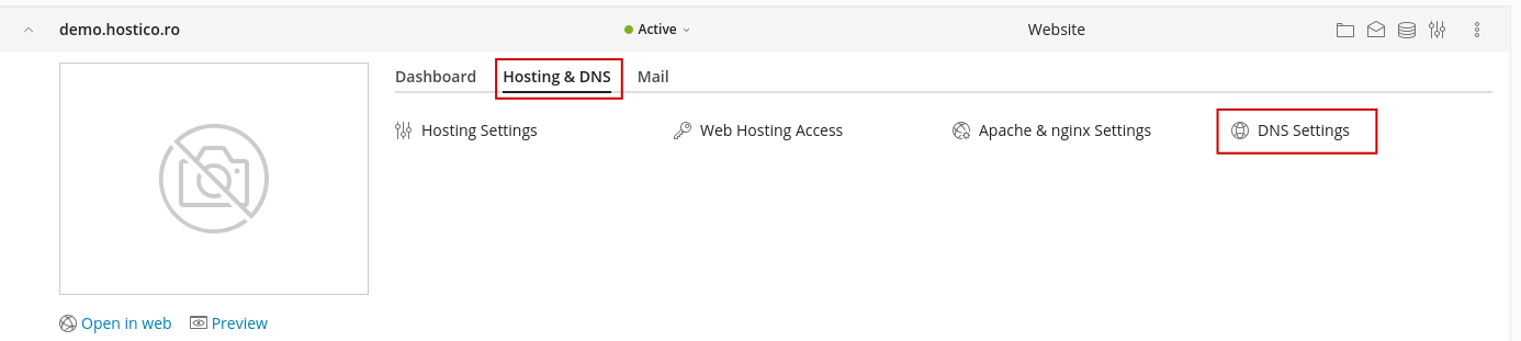 Nastavení DNS Plesk