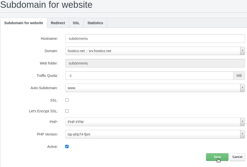 ISP ,subdomeniu , alias